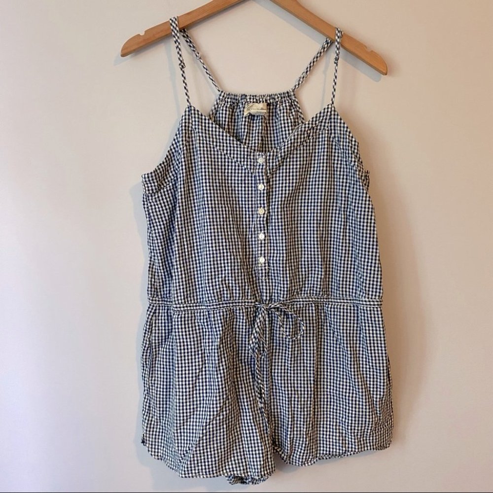 Ralph Lauren Denim & Supply gingham check navy spaghetti strap romper. XL
